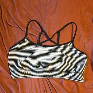 Striped Black and White Sports Bra